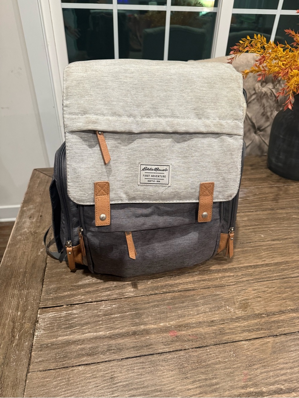 Eddie Bauer Two-Tone Gray & Light Gray diaper bag
